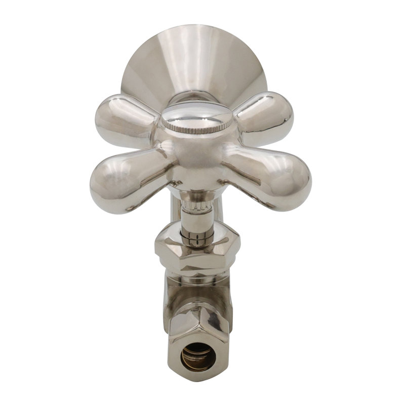 Polished Nickel Cross Handle Straight Stop Valve