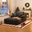 Chaise longue 67 po rembourrée en velours côtelé avec assise profonde, coussins et accoudoirs 67 po, aucun assemblage requis-111312242