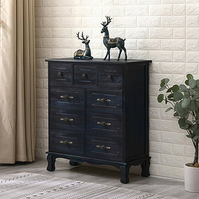 Armoire d'appoint en bois manufacturé noir massif