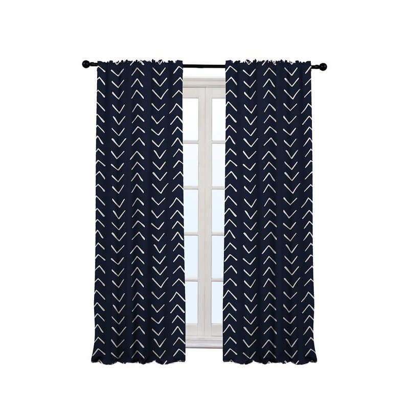 Bohemian Room Lined Single Panel Curtain, 140cm Width x 200cm Drop, Navy