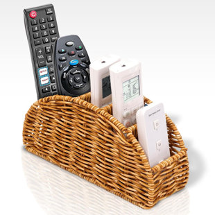 5-Compartment Remote Control Holder – Synthetic Rattan Organizer...