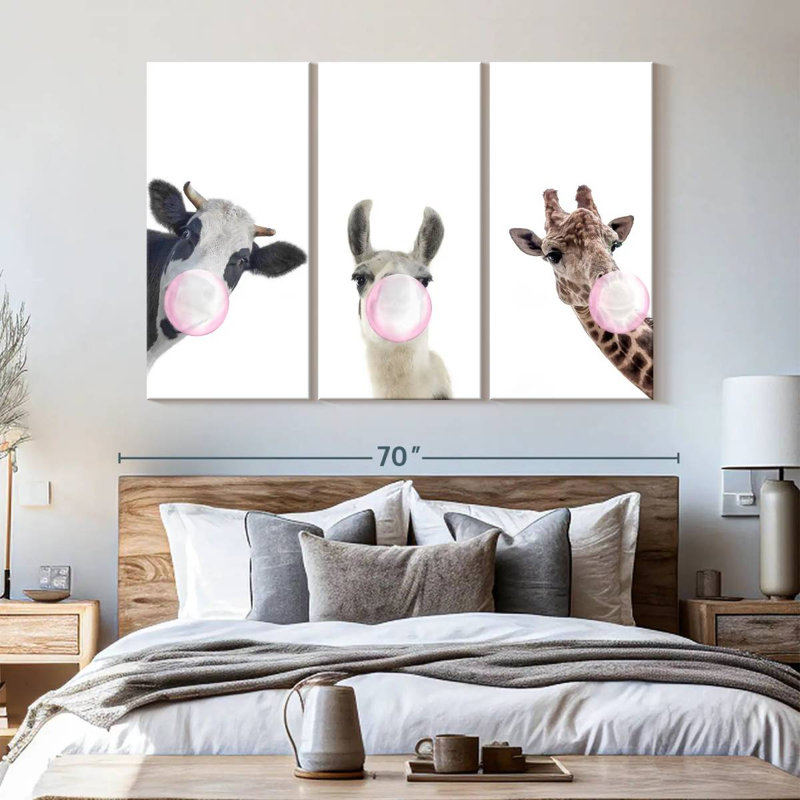 Silly Bubble Gum Animaux 3 pièces, H 42 po x l 65 po x P 1,25 po