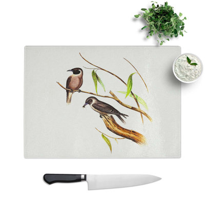 Glass Masked Woodswallows by Elizabeth Gould Chopping Board