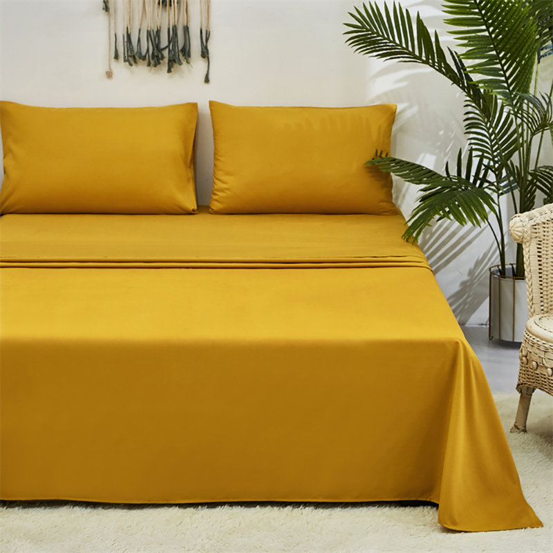 Solid Color Sheet Set 4 PCs Bedding Sheet Set 1 Fitted Sheet 1 Flat Sheet 2 Pillowcases, Gray