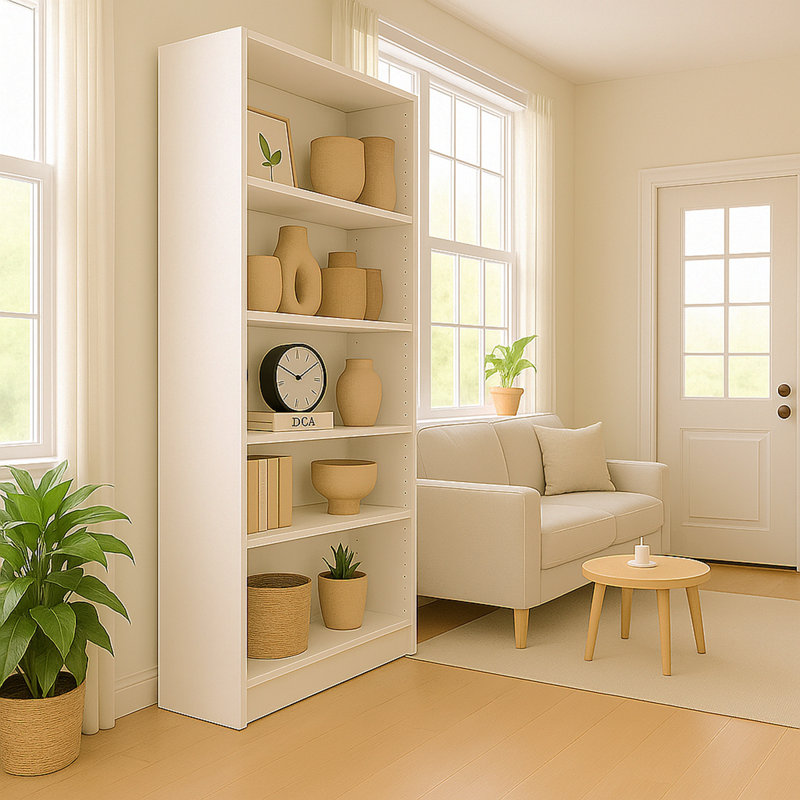 5-Tier Bookshelves Storage Cabinet White, (5 Shelves) 70.92" H x 29.84" W x 11.43" D, White