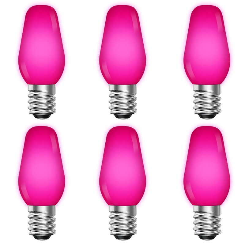 0.5 Watt, C7 LED, Non-Dimmable Light Bulb, Base, Pink