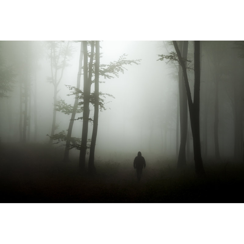 Dark Horror Man In Creepy Foggy Forest by Bonciutoma - Wrapped Canvas Print, 20cm H x 30cm W x 3.8cm D