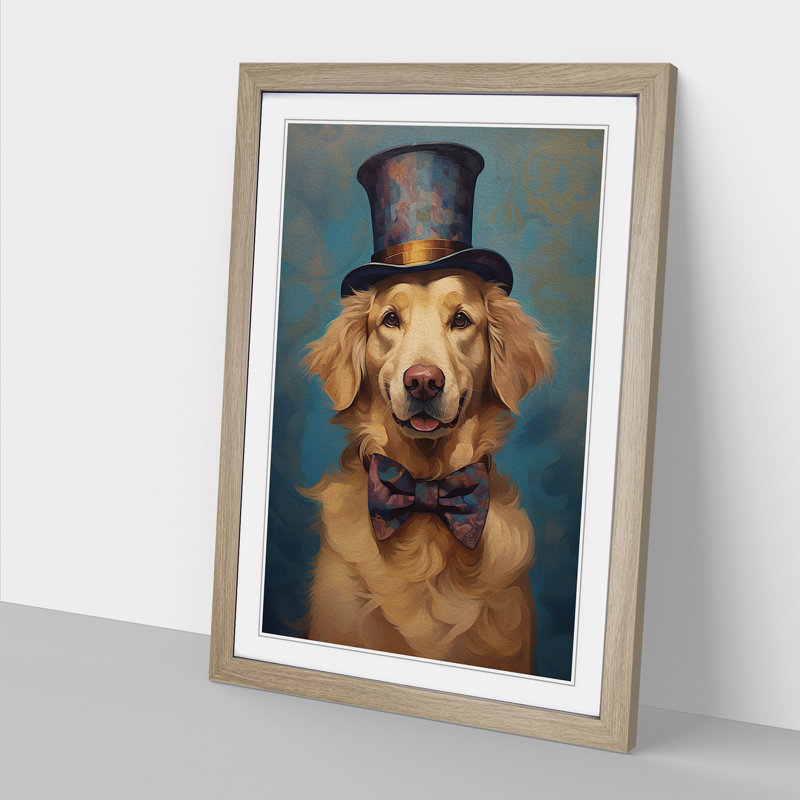 Golden Retriever Dadaism No.2 - Framed Print, 34cm H x 25cm W x 2cm D