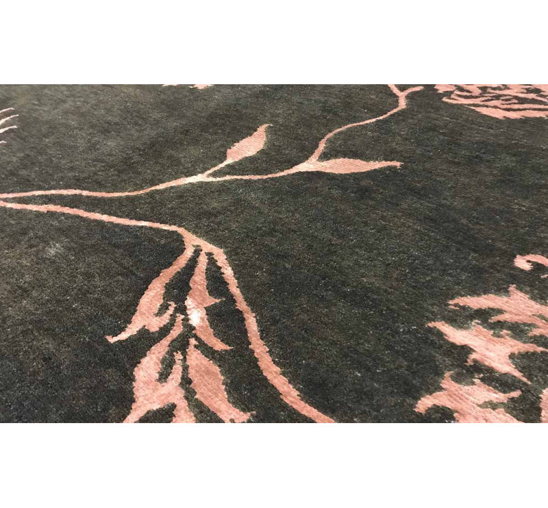 Hand-Knotted High-Quality Black Area Rug