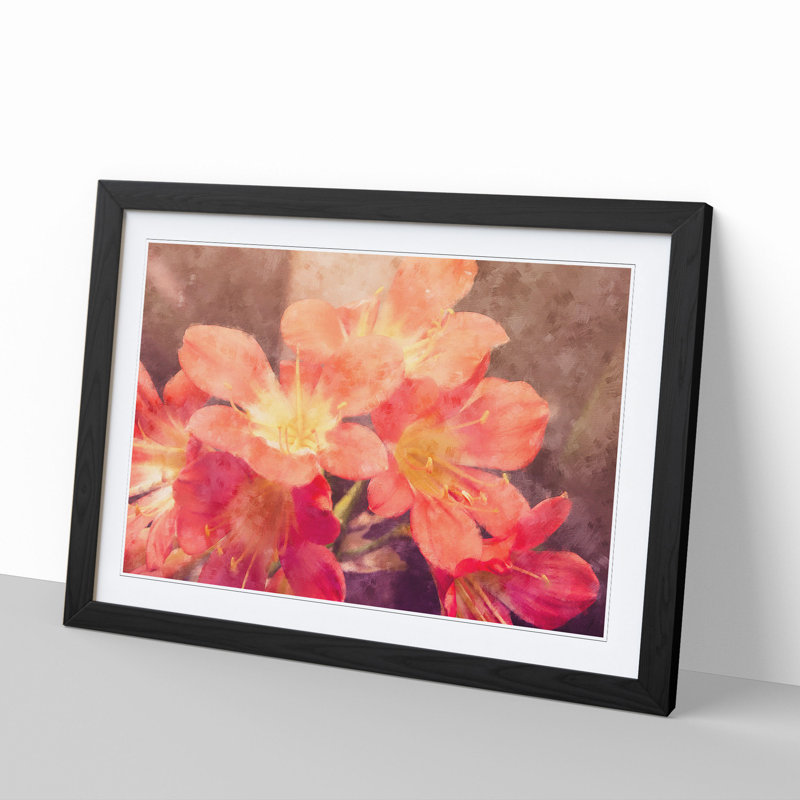 Pink Flowers - Framed Print, 36cm H x 48cm W x 2cm D, Black Framed