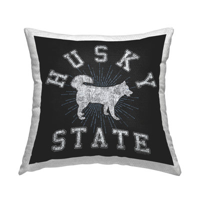 Vintage Husky State Outdoor Printed Pillow by Spirit Animals/Life Is High