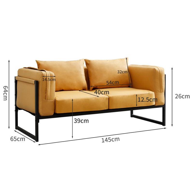 Keillan 2 Seater Faux Leather Loveseat, Brown