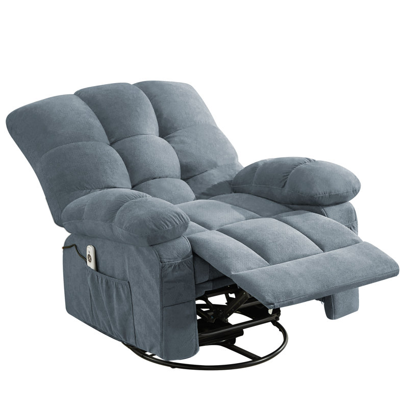 Reclino Oversized Rocker Recliner Chair with Vibration Massage and Lumbar Heating, Blue