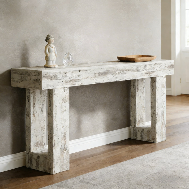 Stable TV Stand,Elegant Console Table,Wooden Side Table, White/Gray
