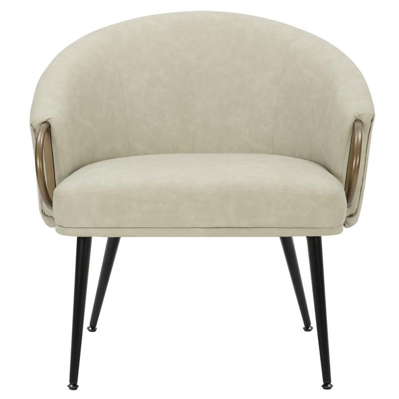 Faux Leather Barrel Chair, Vintage Ivory Polyurethane