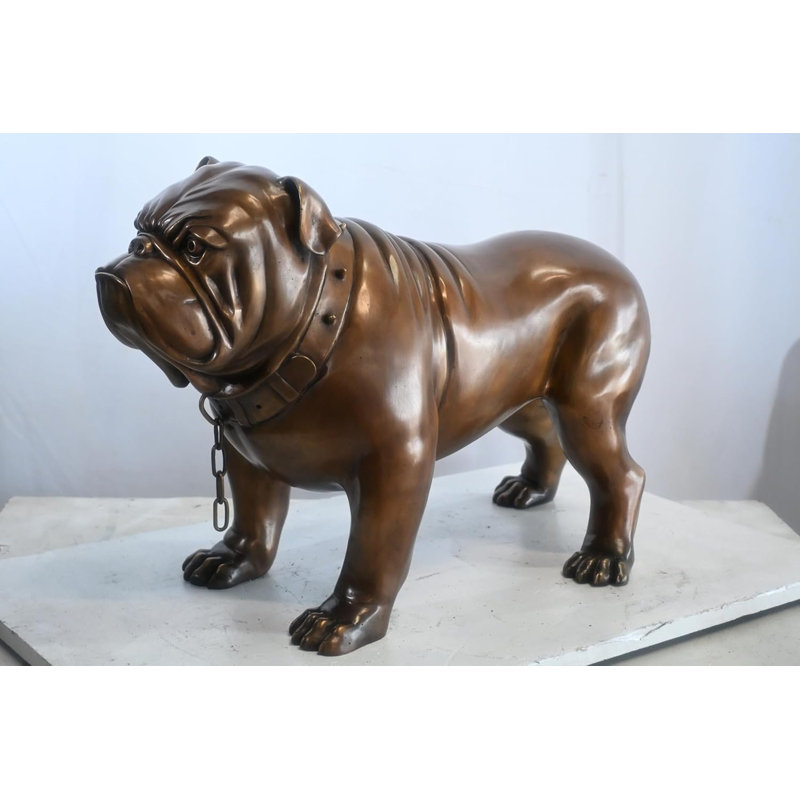 Statue de bouledogue anglais en bronze à col clouté 29 po x 13 po x H 17 po