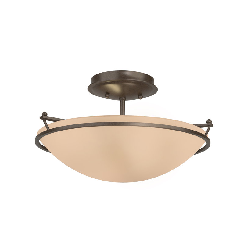 Simple Lines Bowl Semi Flush Mount, Bronze, 7.1" H x 14.5" W x 14.5" D, Sand