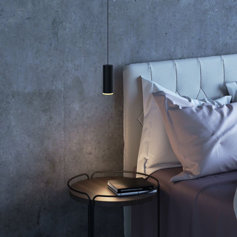 Luminaire suspendu cylindrique à 1 lumière DEL Bludovice, Noir
