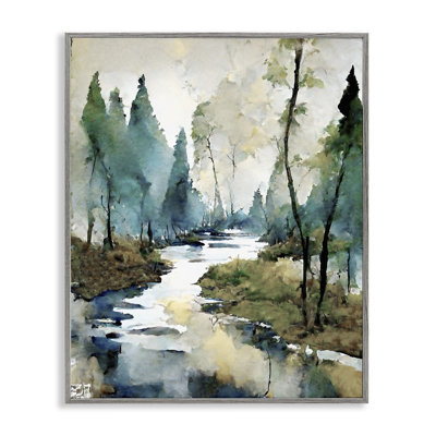 «Stupell Industries Watercolor Creek Landscape», art de la giclée encadrée par Ray Powers