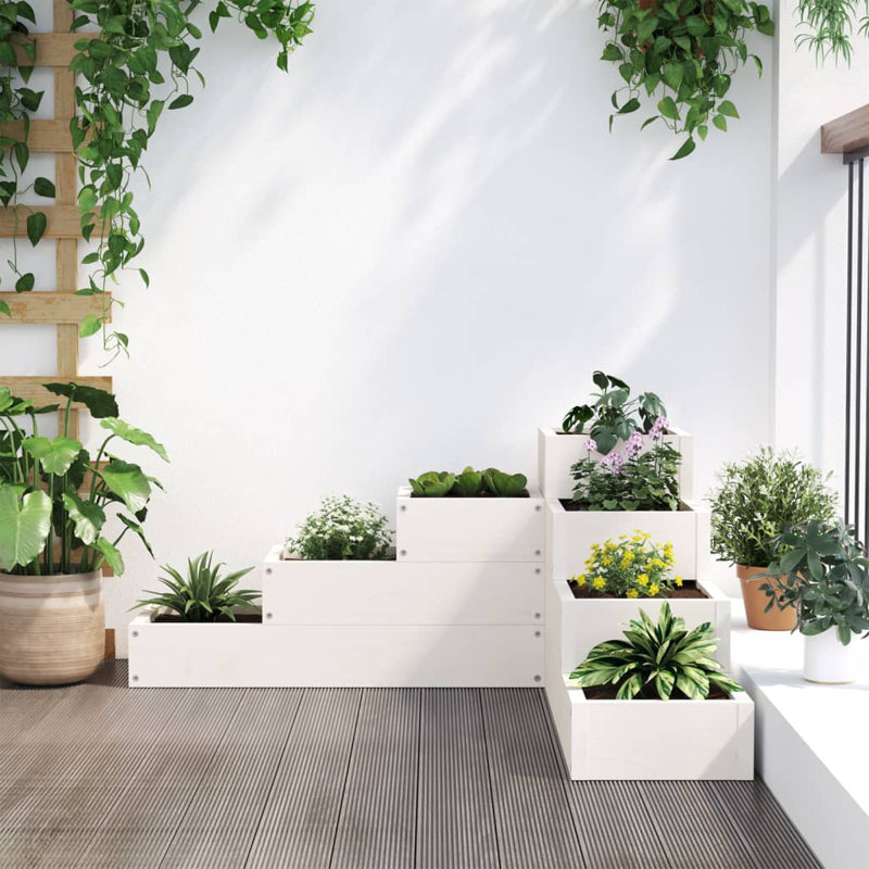 Aishe Planter Box, White, 36cm H x 80.5cm W x 79cm D
