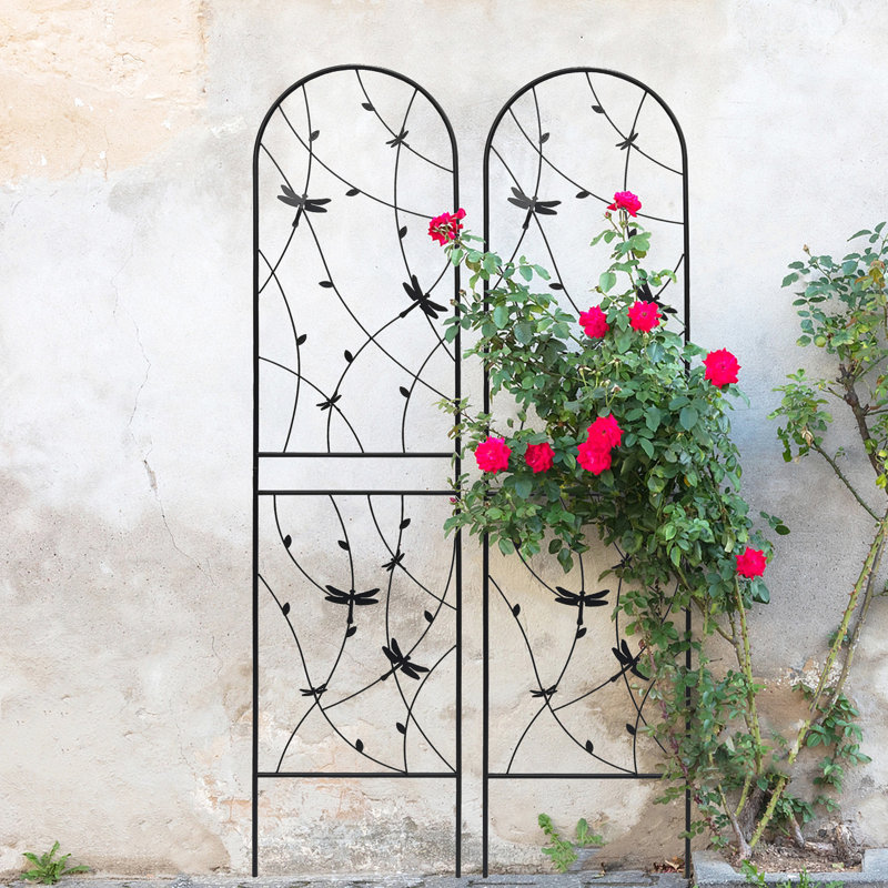 Ensemble de 2 treillis de jardin en métal 86,7 "x 19,7" antirouille pour plantes grimpantes support de fleurs extérieur noir