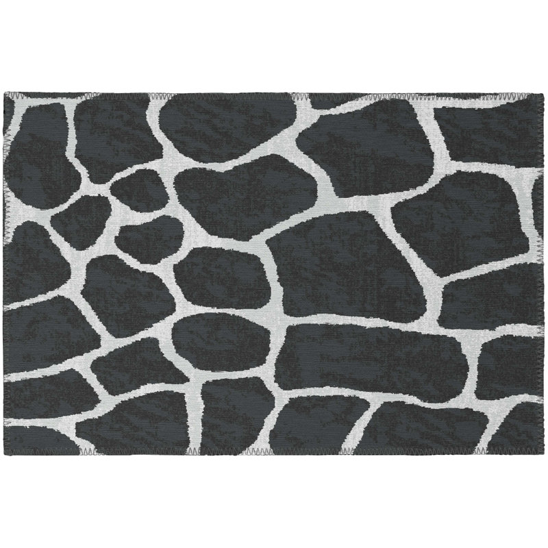 Flatweave Chenille Washable Animal Print Rug, Rectangle 1'8" x 2'6"