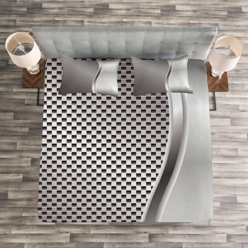 Modern & Contemporary Polyester Geometric Shapes Coverlet, King Coverlet + 2 Shams