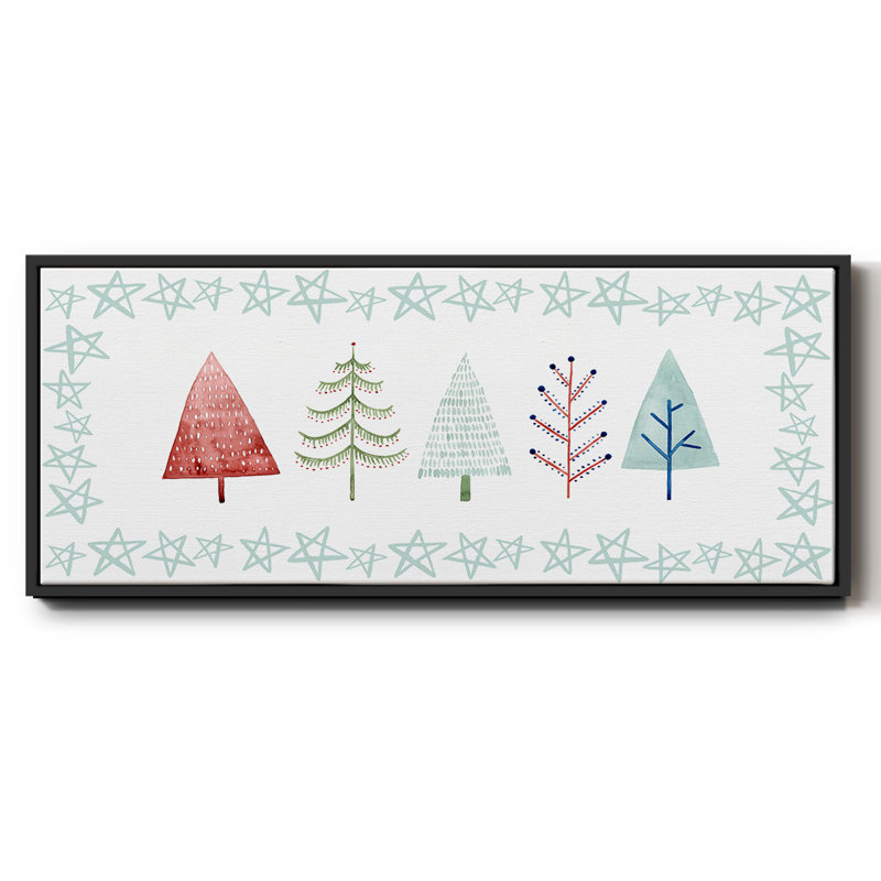 Christmas Tree Whimsy Collection C- Framed Canvas, 8" H x 20" W