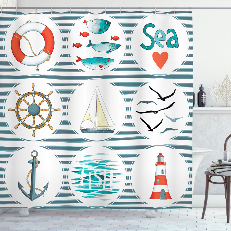 Shower Curtain Set + Hooks, 70" H x 69" W