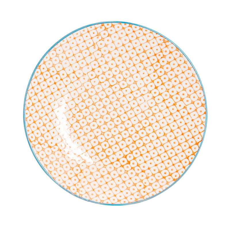 Nicola Spring - Hand-Printed Side Plate - 18cm - Orange