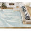 Hand Knotted Abstract Area Rug in White/Turquoise-944773105