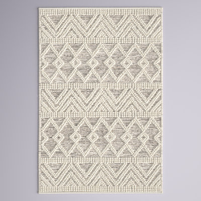 Tapis marocain en laine gris anthracite / crème à tissage plat Latrissa