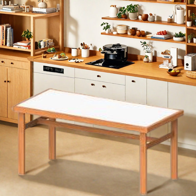Table de salle à manger Mid-Century, H 29,53 po x L 62,99 po x l 33,46 po, Blanc