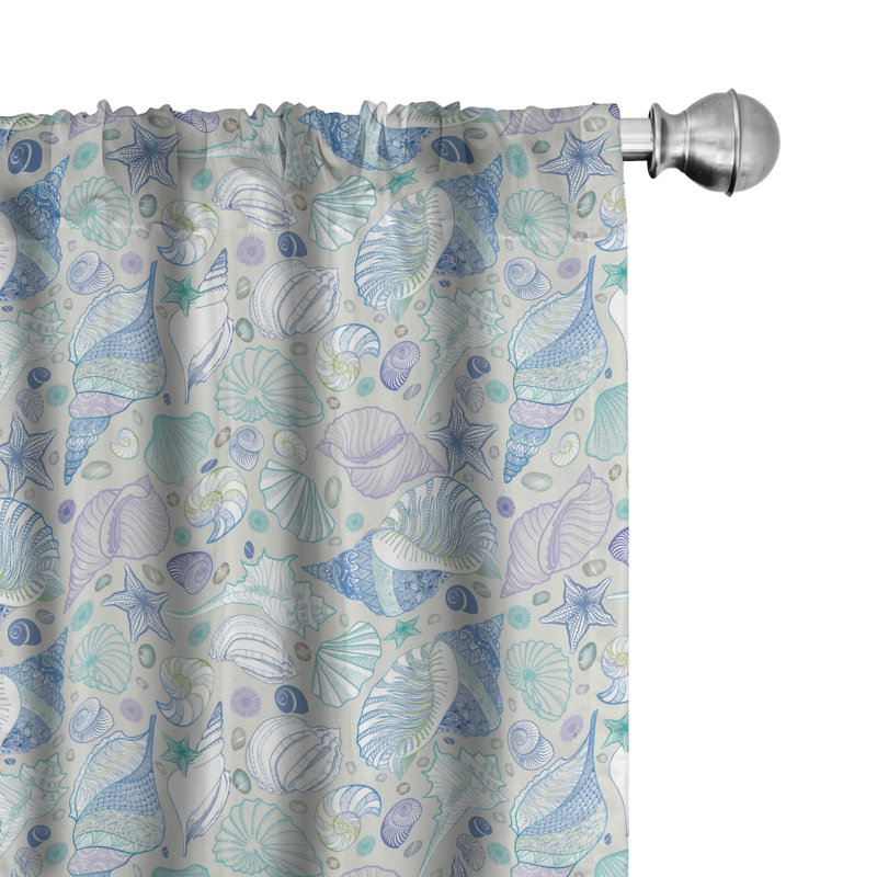 Shells Semi-Sheer Rod Pocket Curtain Panels, 28" x 84"