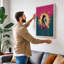Astronaut in Cosmic Burst Retro - Wrapped Canvas-1903305610-1903305620