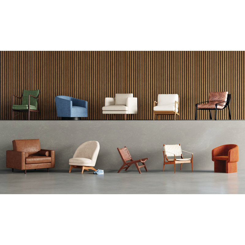 Kenan Upholstered Armchair, Cream Genuine Leather, Brown