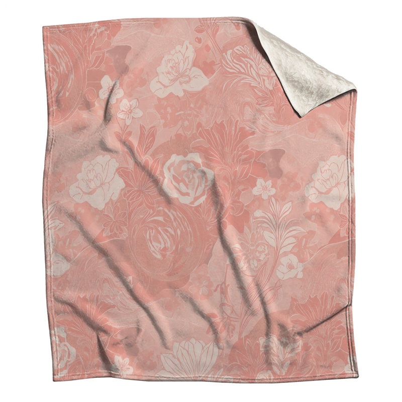 Pink Floral Pattern Blankets, 60in W x 80in H