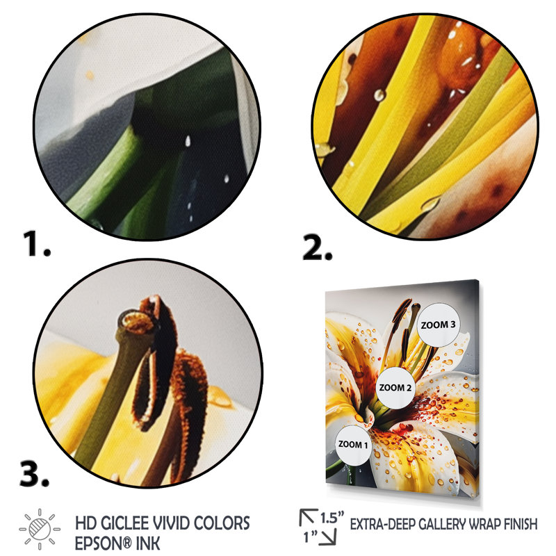 Lys jaune sérénade sur toile, H 20 po x l 12 po x P 1 po, Cadre flottant noir