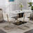 Corabella Modern Dining Chairs with Corduroy Fabric,Gold Metal Base, Accent Armless Kitchen Chairs with Channel Tufting, Side Chairs, Set of 2-695903598
