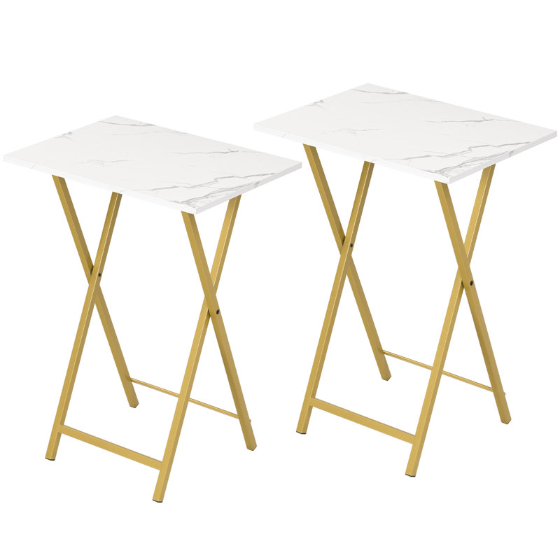 Keare Tray Table, White Marble/Gold