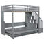 Lit escamotable double avec surélévateur hydraulique, bureau caché et rangement pour escalier, gris