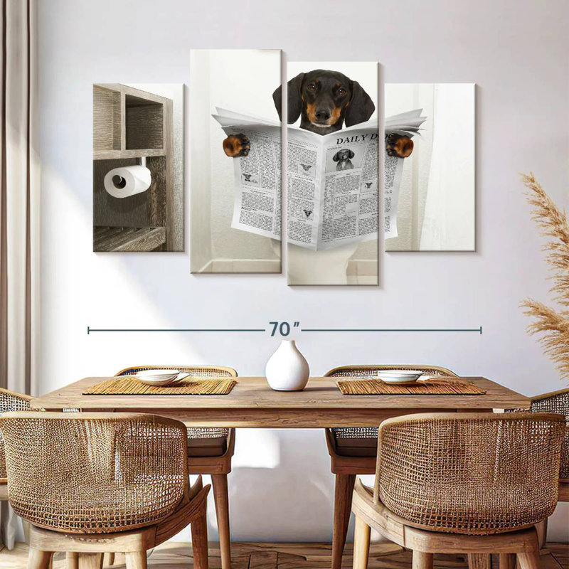 Ketti Dachshund Reading A Newspaper, 42" H x 68" W