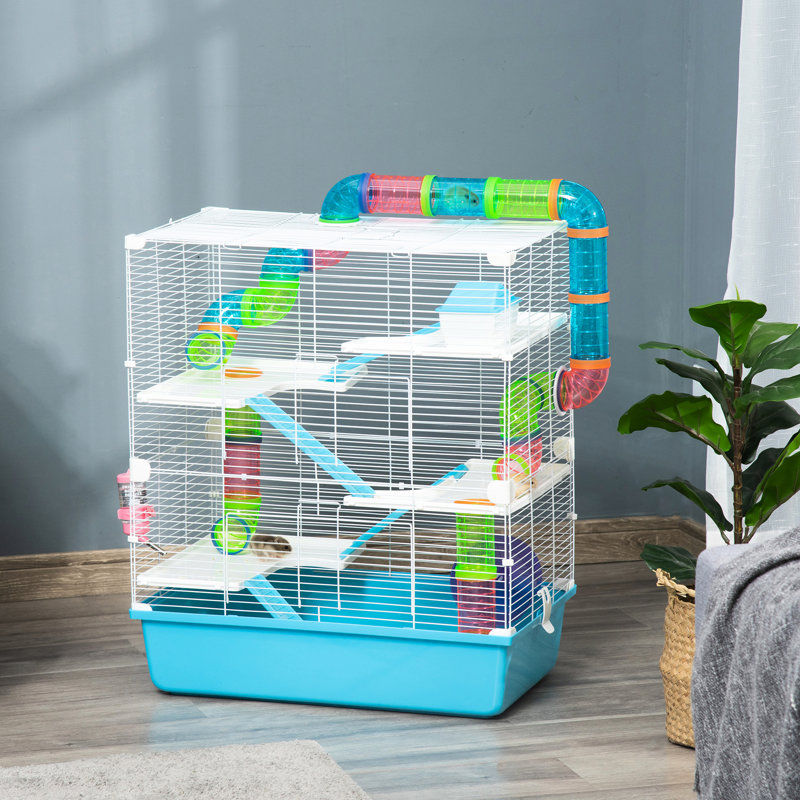 5 Hamster Habitat With Tubes, Tunnels & Hut - Extra Large, Blue Portable Cage 23" Tunnels,