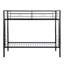 Lit superposé simple au-dessus d'un lit simple en métal noir, style moderne pour le décor de la chambre à coucher, option peu encombrante et activité d'escalier silencieuse et sécuritaire, esthétique sans sommier, caractéristique,-215427040
