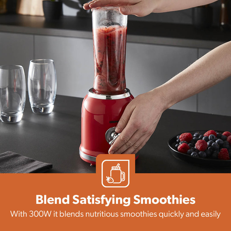 GEEPAS 300W Personal Blender 2 Speed Smoothie Milkshake Maker, 0.6L Tritan Sports Bottles, Red