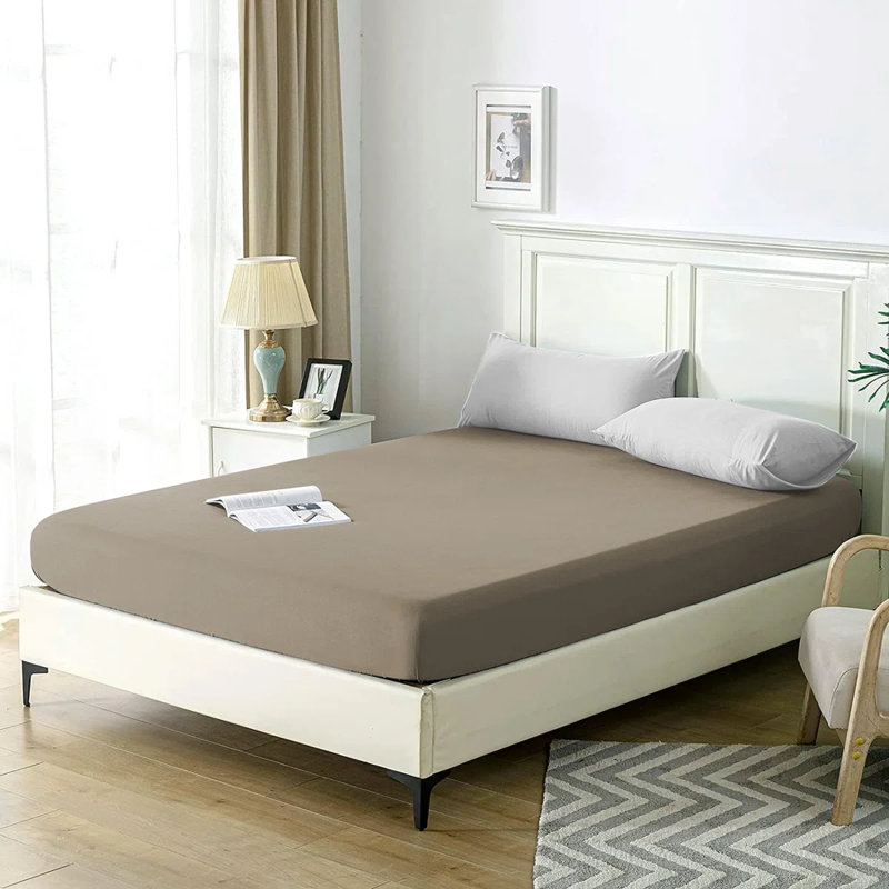 Sulltane Ultrasoft Cotton Blend Jersey Knit Fitted Sheet, Beige, Super King (6')