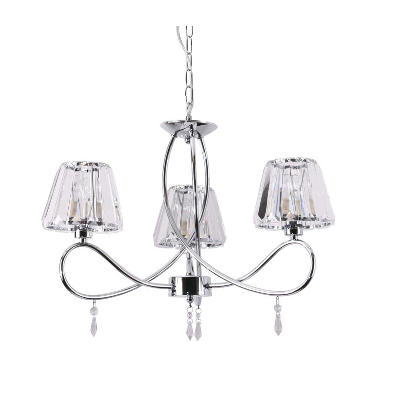 Bridges 3 - Light Shaded Chandelier, Polished Chrome