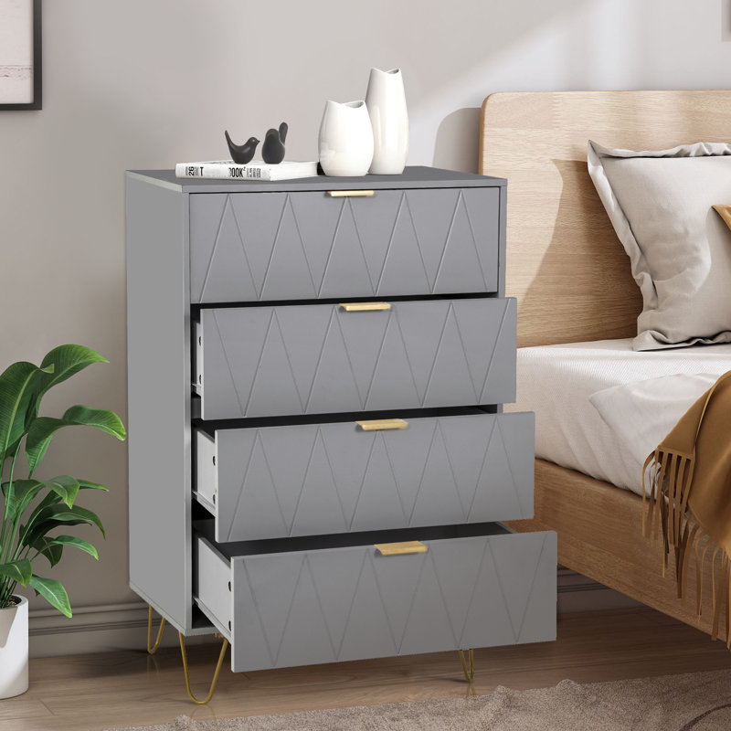 Marable 4 Drawer 23.6" W Chest, Gray