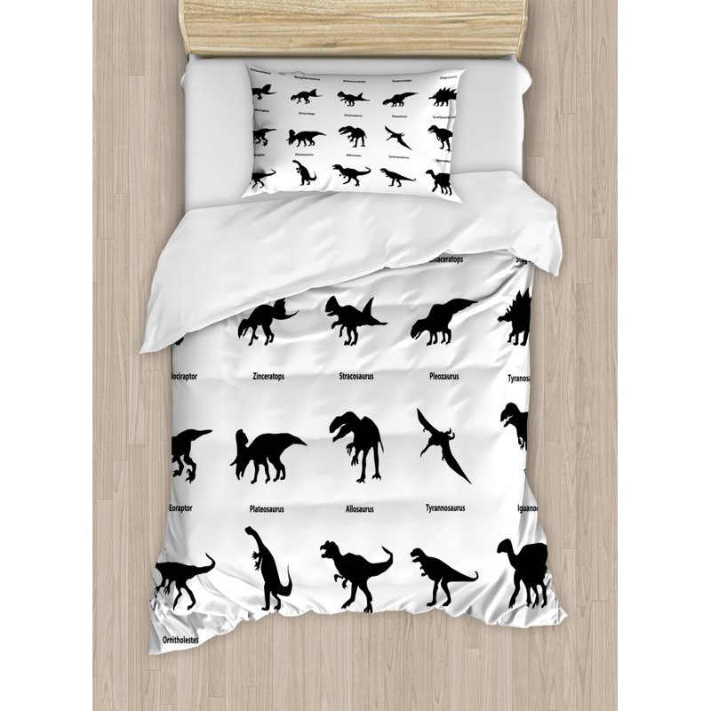 West Alton Black/White Microfiber 350 TC Modern & Contemporary Duvet Cover Set, Single Duvet Cover + 1 Standard Pillowcase