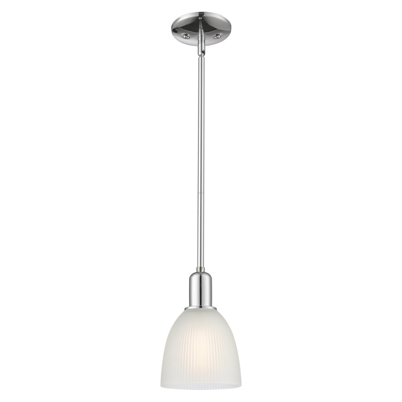 Arcadia - Laine - Mini-luminaire suspendu avec tige 6 po 1 lumière, Chrome poli, Blanc